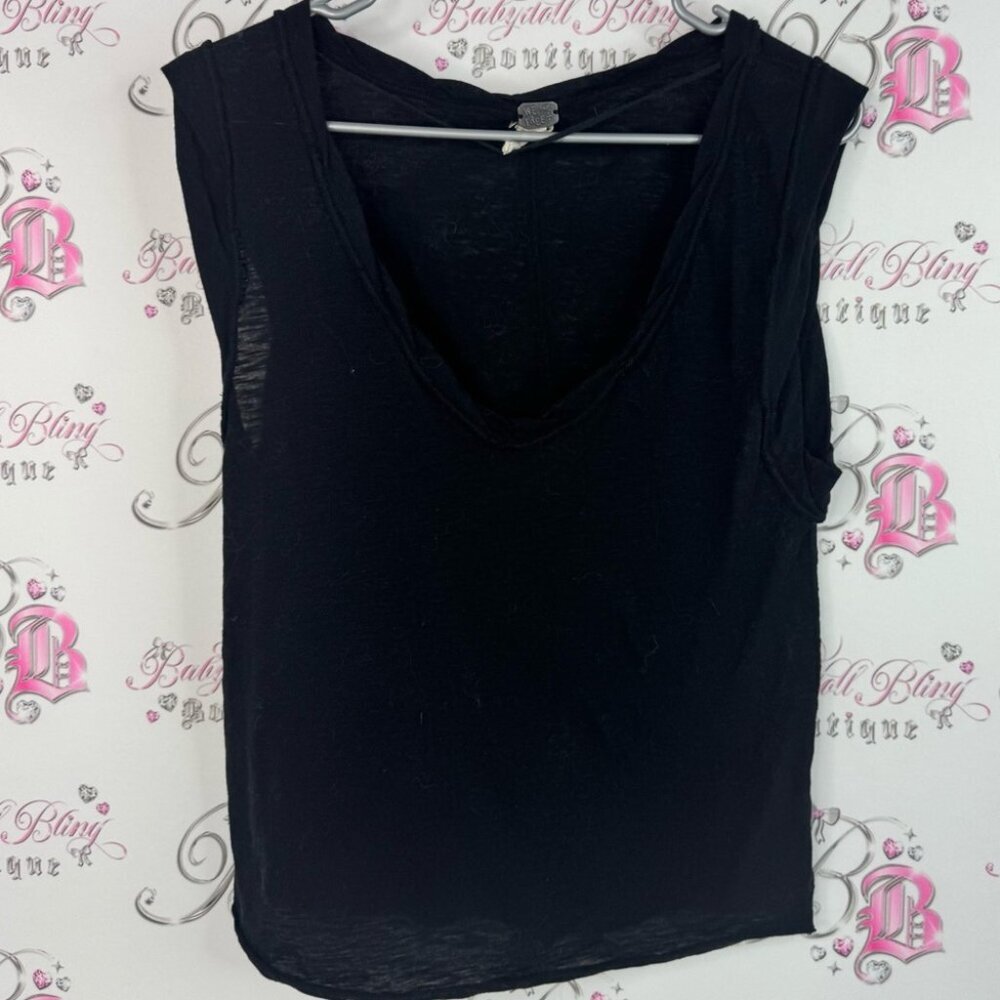We the free tank top free people comfy classic Black Sleeveless Top